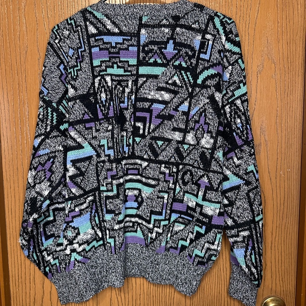 Vintage Grafico Geometric Men’s Sweater,  Size L, Multicolor - Picture 3 of 3